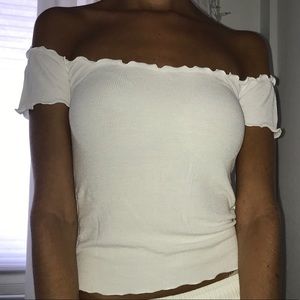 white off the shoulder brandy melville top